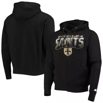 Мужская черная куртка с капюшоном на молнии New Orleans Saints Throwback Perfect Season Starter