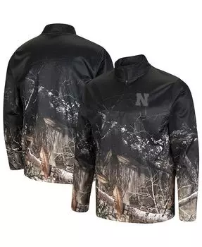 Мужская черная куртка с молнией четверти Realtree Camo Nebraska Huskers Creek Colosseum, черный