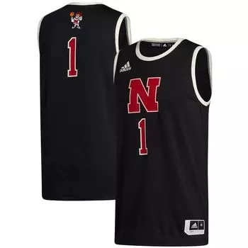 Мужская черная майка adidas #1 Nebraska Huskers Swingman