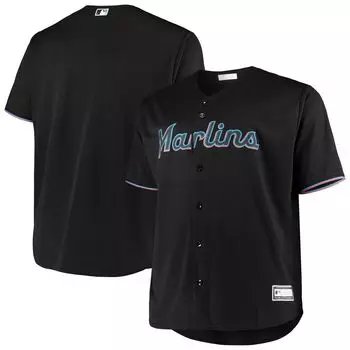 Мужская черная майка команды Miami Marlins Big & Tall Replica Team