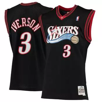 Мужская черная майка Mitchell & Ness Allen Iverson Philadelphia 76ers 2000-01 Hardwood Classics Swingman
