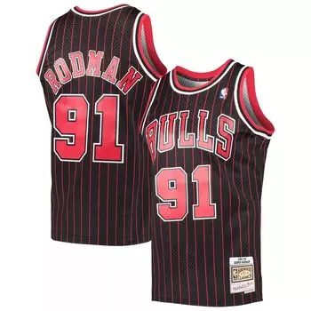 Мужская черная майка Mitchell & Ness Dennis Rodman Chicago Bulls Hardwood Classics Swingman
