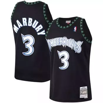 Мужская черная майка Mitchell & Ness Stephon Marbury Minnesota Timberwolves 1997-98 гг. из твердой древесины Classics Swingman Player