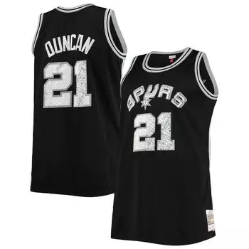 Мужская черная майка Mitchell & Ness Tim Duncan San Antonio Spurs Big & Tall 1998-99 годов НБА с бриллиантами и 75-летием Diamond Swingman