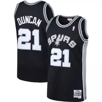 Мужская черная майка Mitchell & Ness Tim Duncan San Antonio Spurs Big & Tall Hardwood Classics