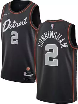 Мужская черная майка Nike City Edition Detroit Pistons Cade Cunningham #2 2023-24 City Edition