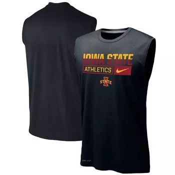 Мужская черная майка Nike Iowa State Cyclones Wordmark Drop Legend Performance