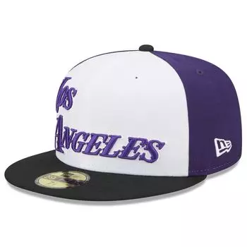Мужская черная мужская кепка New Era Los Angeles Lakers 2022/23 City Edition Official 59FIFTY приталенная кепка