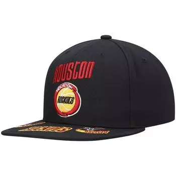 Мужская черная мужская кепка Snapback Mitchell & Ness Houston Rockets из твердой древесины с загрузкой спереди