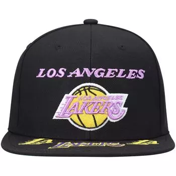 Мужская черная мужская кепка Snapback Mitchell & Ness Los Angeles Lakers из твердой древесины с загрузкой спереди