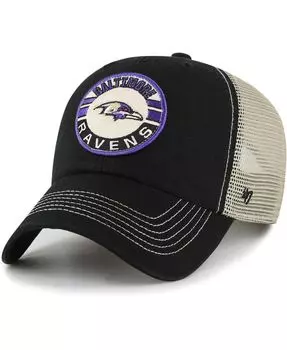 Мужская черная, натуральная регулируемая шапка Baltimore Ravens Notch Trucker Clean Up '47 Brand
