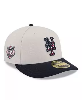 Мужская черная низкопрофильная приталенная шляпа New York Mets 2024 Fourth of июля 59FIFTY New Era, бежевый