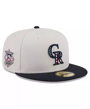 Мужская черная облегающая шляпа Colorado Rockies 2024 Четвертое июля 59FIFTY New Era, бежевый