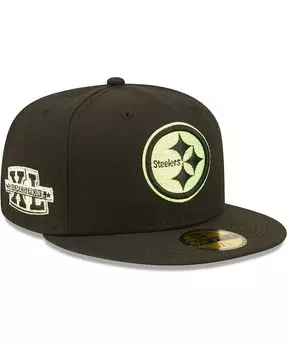 Мужская черная облегающая шляпа Pittsburgh Steelers Super Bowl Xl Summer Pop 59Fifty New Era