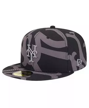 Мужская черная приталенная кепка New York Mets Logo Fracture 59FIFTY New Era, черный