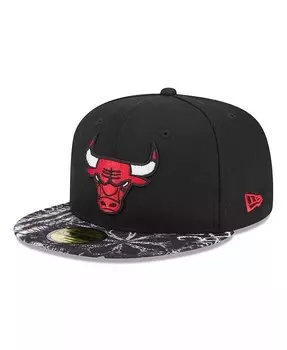 Мужская черная приталенная шляпа Chicago Bulls Coral Reef Visor 59FIFTY New Era, черный