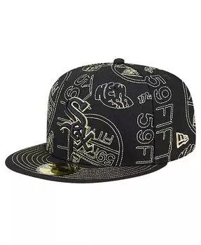 Мужская черная приталенная шляпа Chicago White Sox 59FIFTY Day Allover New Era, черный