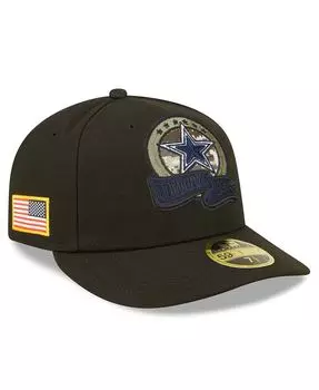 Мужская черная приталенная шляпа Dallas Cowboys 2022 Salute To Service Low Profile 59FIFTY New Era