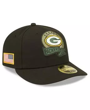 Мужская черная приталенная шляпа Green Bay Packers 2022 Salute To Service Low Profile 59FIFTY New Era