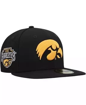 Мужская черная приталенная шляпа Iowa Hawkeyes Patch 59FIFTY New Era, черный
