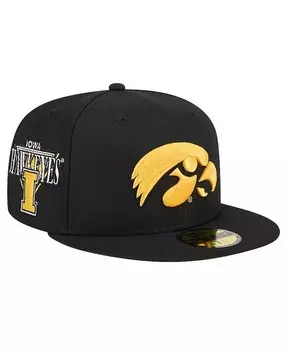 Мужская черная приталенная шляпа Iowa Hawkeyes Throwback 59fifty New Era, черный