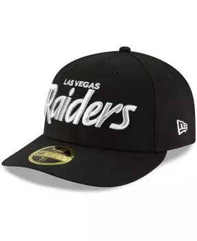 Мужская черная приталенная шляпа Las Vegas Raiders Omaha Script Low Profile 59Fifty New Era