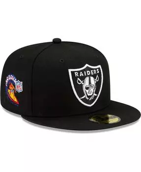 Мужская черная приталенная шляпа Las Vegas Raiders 2001 Pro Bowl Patch Up 59FIFTY New Era
