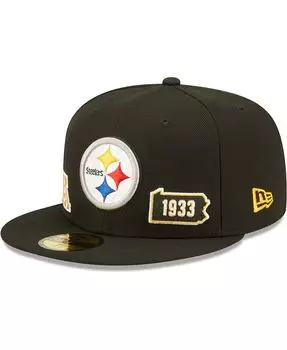 Мужская черная приталенная шляпа Pittsburgh Steelers Identity 59Fifty New Era