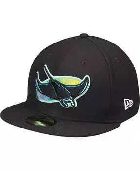 Мужская черная приталенная шляпа Tampa Bay Rays Cooperstown Collection 59FIFTY из шерсти New Era, черный