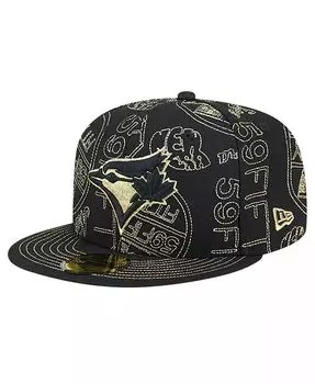 Мужская черная приталенная шляпа Toronto Blue Jays 59FIFTY Day Allover New Era, черный