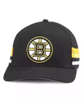 Мужская черная регулируемая кепка Boston Bruins Hot в полоску American Needle, черный