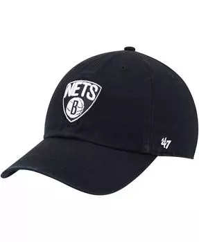 Мужская черная регулируемая кепка Brooklyn Nets Team Clean Up '47 Brand, черный