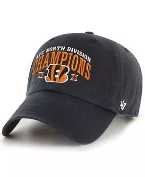 Мужская черная регулируемая кепка Cincinnati Bengals 2022 AFC North Division Champions Clean Up '47 Brand