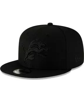 Мужская черная регулируемая кепка Detroit Lions Black On Black 9Fifty New Era, черный