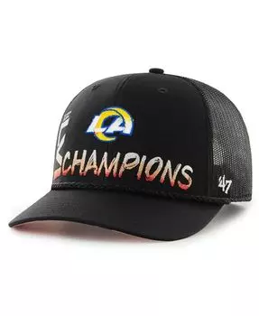Мужская черная регулируемая кепка Los Angeles Rams Super Bowl LVI Champions Sunset Trucker '47 '47 Brand