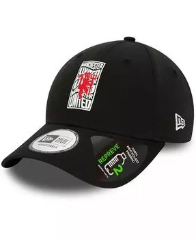Мужская черная регулируемая кепка Manchester United Wordmark 9FORTY New Era, черный