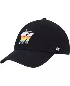Мужская черная регулируемая кепка Miami Marlins Team Pride Clean Up '47 Brand, черный