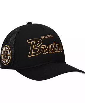 Мужская черная регулируемая кепка Mitchell Ness Boston Bruins с боковой нашивкой и надписью Trucker Mitchell & Ness, черный