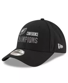 Мужская черная регулируемая кепка Philadelphia Eagles 2022 NFC Champions Replica 9FORTY New Era