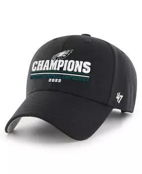 Мужская черная регулируемая кепка Philadelphia Eagles 2022 NFC Champions MVP '47 Brand