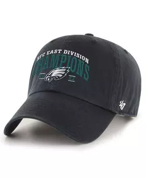 Мужская черная регулируемая кепка Philadelphia Eagles 2022 NFC East Division Champions Clean Up '47 Brand
