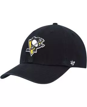 Мужская черная регулируемая кепка Pittsburgh Penguins Team Clean Up '47 Brand