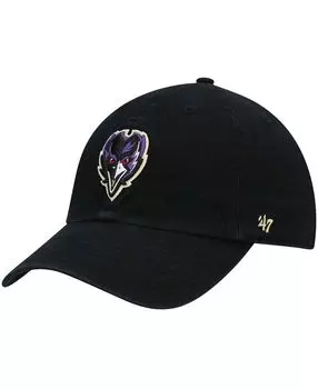 Мужская черная регулируемая кепка с альтернативным логотипом Baltimore Ravens Clean Up '47 Brand
