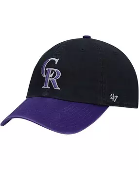 Мужская черная регулируемая шапка Colorado Rockies Alternate Clean Up '47 Brand