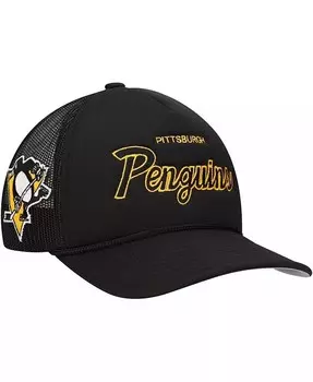Мужская черная регулируемая шляпа Pittsburgh Penguins с боковой нашивкой Trucker Mitchell & Ness, черный