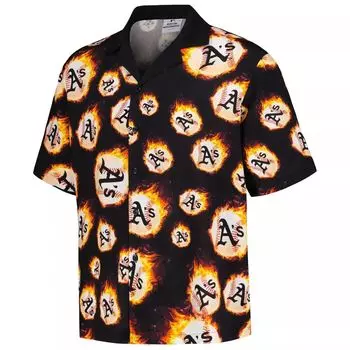 Мужская черная рубашка на пуговицах Oakland Athletics Flame Fireball
