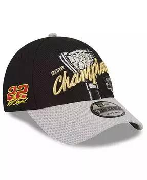Мужская черная, серая регулируемая шляпа Joey Logano, чемпион серии NASCAR Cup Series 2022 Victory Lane 9FORTY New Era, черный