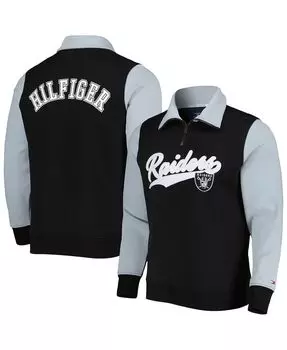 Мужская черная, серебряная футболка с молнией четверти Las Vegas Raiders Aiden Tommy Hilfiger