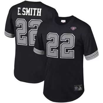 Мужская черная сетчатая футболка с именем и номером игрока Mitchell & Ness Emmitt Smith Dallas Cowboys
