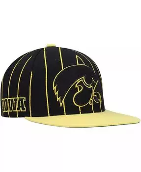 Мужская черная шляпа Snapback в тонкую полоску Iowa Hawkeyes Team Mitchell & Ness, черный